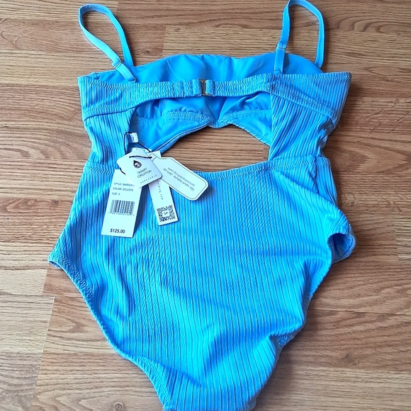 P NWT ladies one piece cut out style swimsuit  Light blue by Sanctuary MSRP $125 - Picture 6 of 8